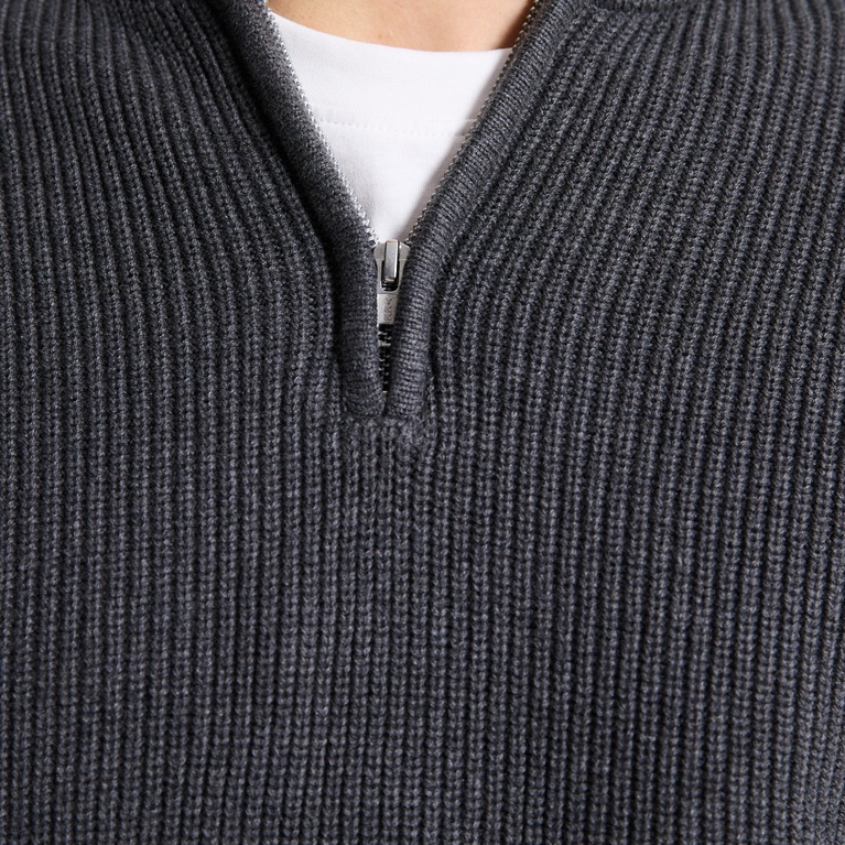 Half-zip knit sweater "Frans" Dark Grey